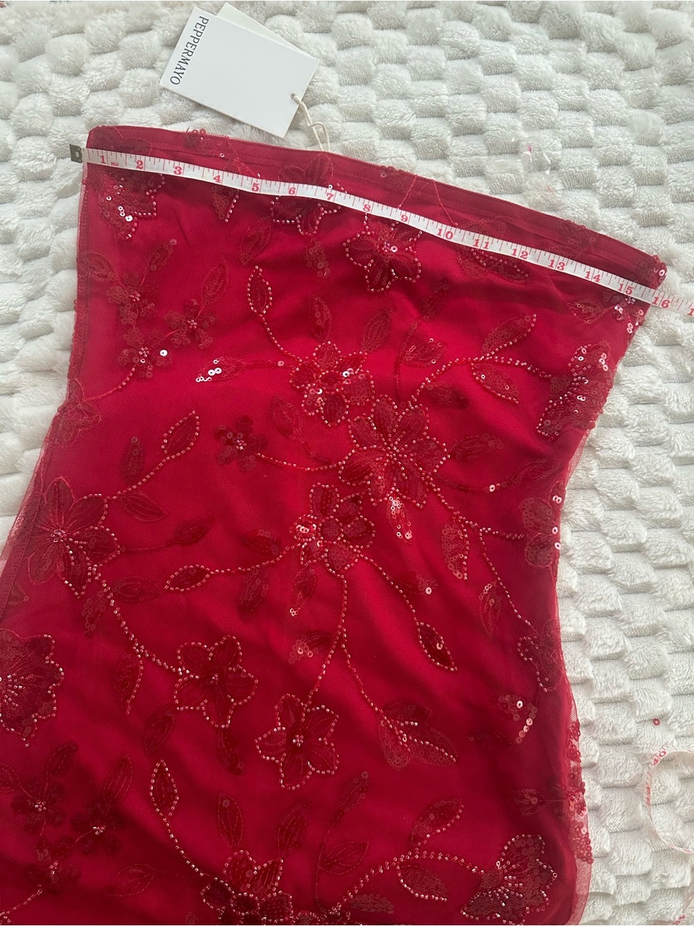 Peppermayo Red Sequin Floral Mini Skirt - Picture 2 of 6